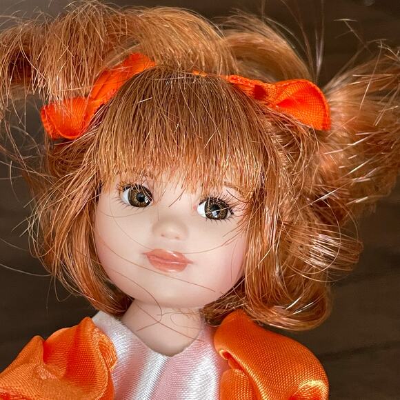 Marie Osmond Candy Corn Too Sweet Doll 5" 2008 Red Hair Orange Yellow Dress READ - Picture 2 of 14